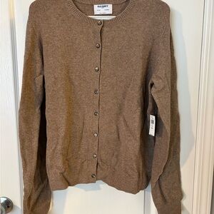 Old Navy Women's Brown Button-Up Crewneck Cardigan